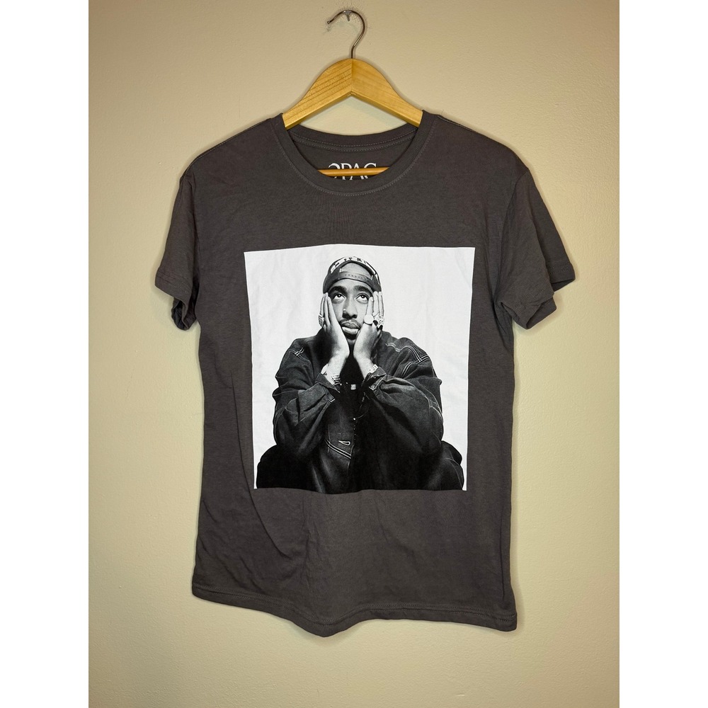 2Pac Tupac Shakur Graphic T-Shirt Mens Large Charcoal Gray Cotton Rap Tee